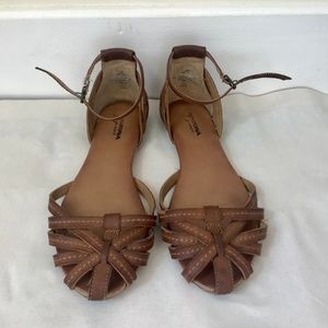Leather ankle strap flats